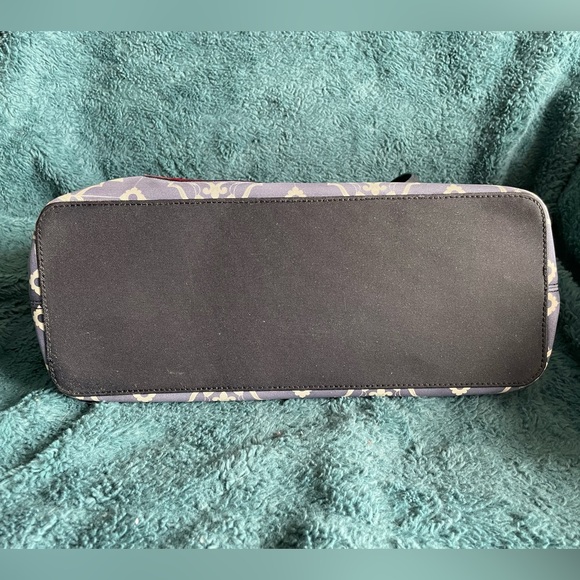 Brighton Red Poppy Flower and Blue Gray Geometric Print Tote Bag WUC - Picture 13 of 15